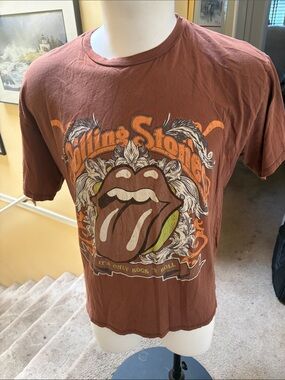 the Rolling Stones Rust Brown Short Sleeve Logo Tee